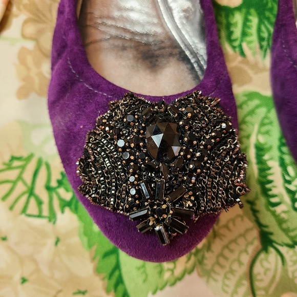 ELIE TAHARI π Lucille Ballet Flats in Grape Jelly purple suede LEATHER - Picture 5 of 16
